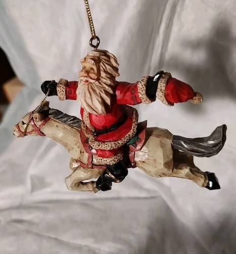 WEIHNACHTSMANN REITEN GRAU PFERD WEIHNACHTEN HÄNGENDE ORNAMENT
