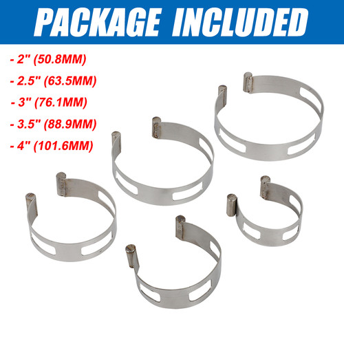 5X Exhaust Intake Pipe Tacking Bands for welding/fabrication 2" 2.5" 3" 3.5" 4" - Picture 2 of 9