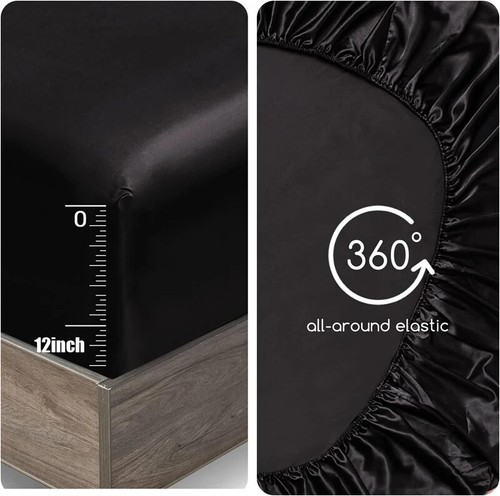 Luxury Fitted Bed Sheet Set Mulberry Silk Bedding Set Fitted Sheet Flat Sheet - Picture 4 of 44