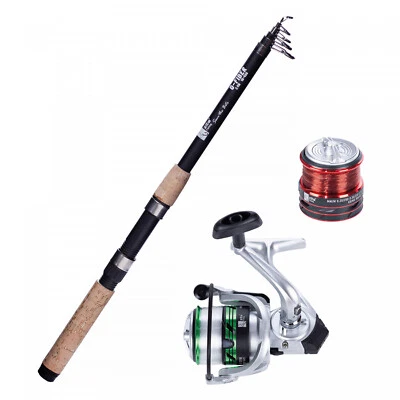 Angelset Forelle Teleskoprute 2,40m Angelrolle mit Schnur bespult Zite Fishing