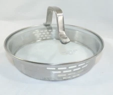 Calphalon Replacement Glass Strainer Lid Metal Handle Stainless Rim 6.5”