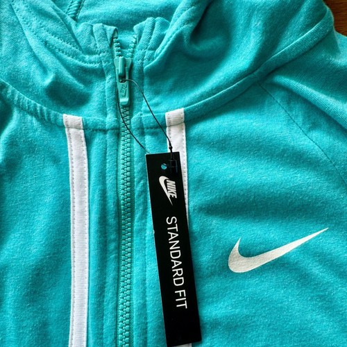NIKE Aqua Full Zip Hoodie Jacket Girls Small S 7-8 NEW Lightweight Cotton NWT - Picture 6 of 9