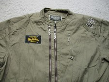 Von Dutch Sports Jacket Mens L Work Olive Green Bomber Double Zip Logo Moto Y2K