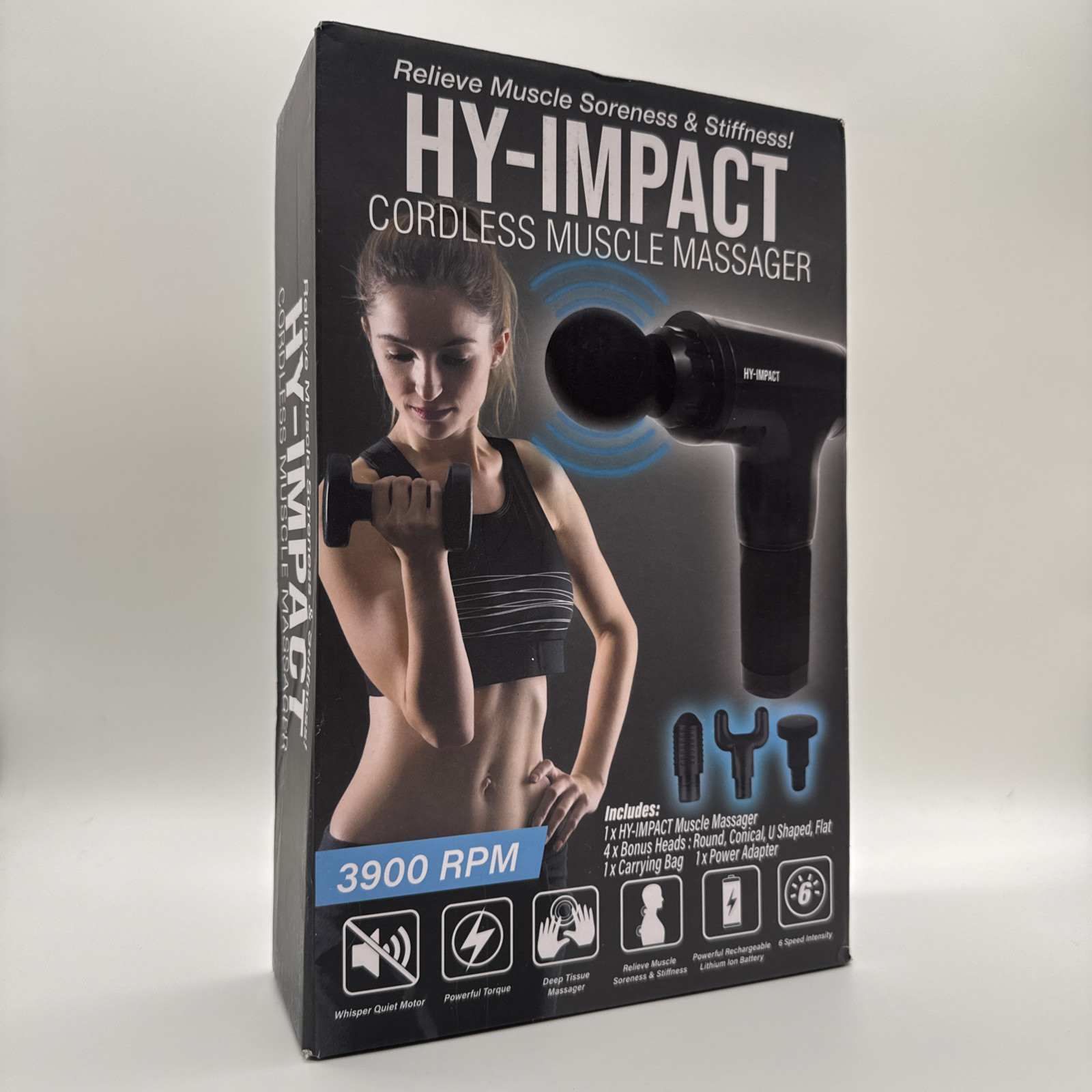 Hy Impact Cordless Muscle Massager 3900 RPM Fast Relief Portable