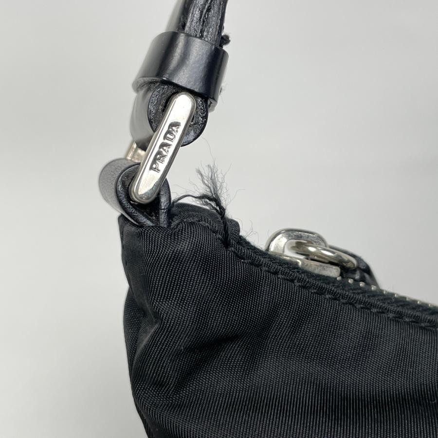 PRADA Plate Handbag Nylon Black 18.5cm #BS1587 thumbnail 4