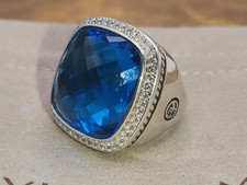 David Yurman 925 Sterling Silver Ring Blue topaz blue topaz size 7 20 x 20 mm