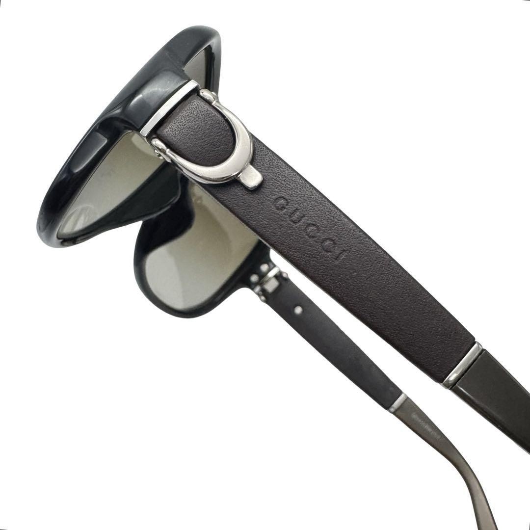 GUCCI GUCCI QDX03BQ54J Oval Sunglasses Dark Brown Resin Leather Combo MADE IN IT thumbnail 2