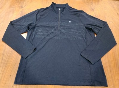 Travis Mathew Black Coastal Chest Stripe 1/4 Zip Pullover Shirt Golf Men's XL
