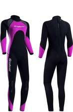 Greatever Wetsuit Women 3mm Neoprene Full Body Long Sleeve Black Pink Large