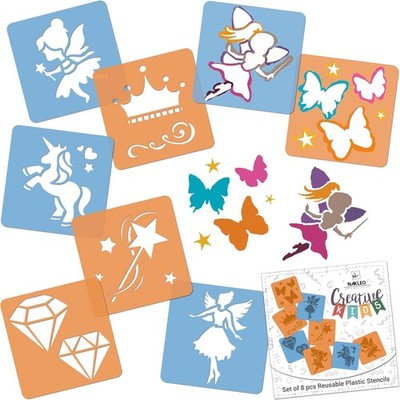 NAKLEO Schablonen Malen für Kinder, 8 Stück Set 15x15cm Feen Sagen, Kinder K