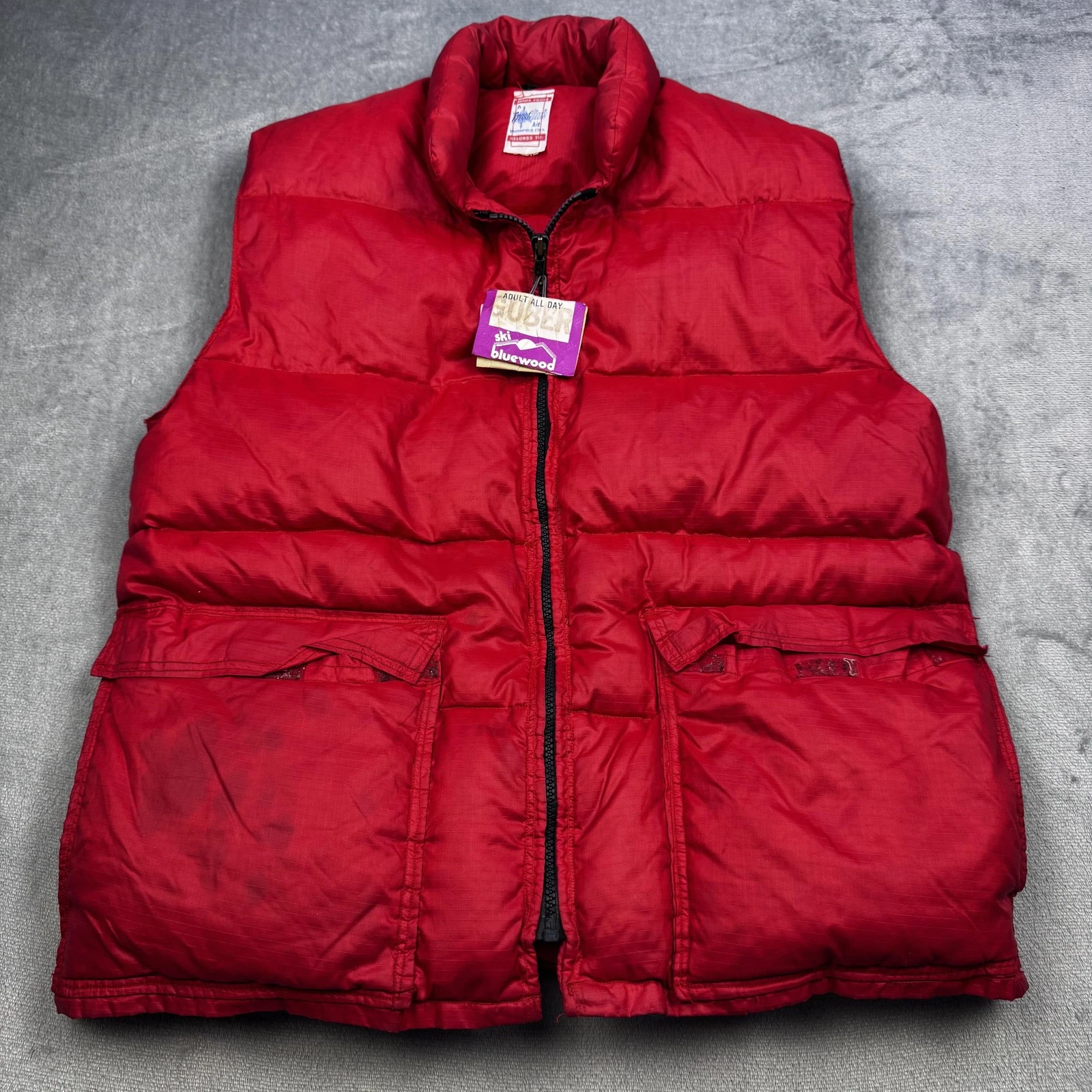 Vintage Frostline Vest Mens Large Red Down Puffer Ripstop Nylon Ski Outdoor