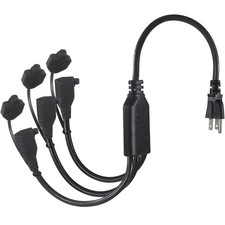 18 Inch Outdoor Power Extension Cord 3 Way Splitter- 1 to 3 Splitter Outlet P...