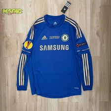 Chelsea 2013 Europa League Final Home Blue Long Sleeve UEL Jersey Hazard #17