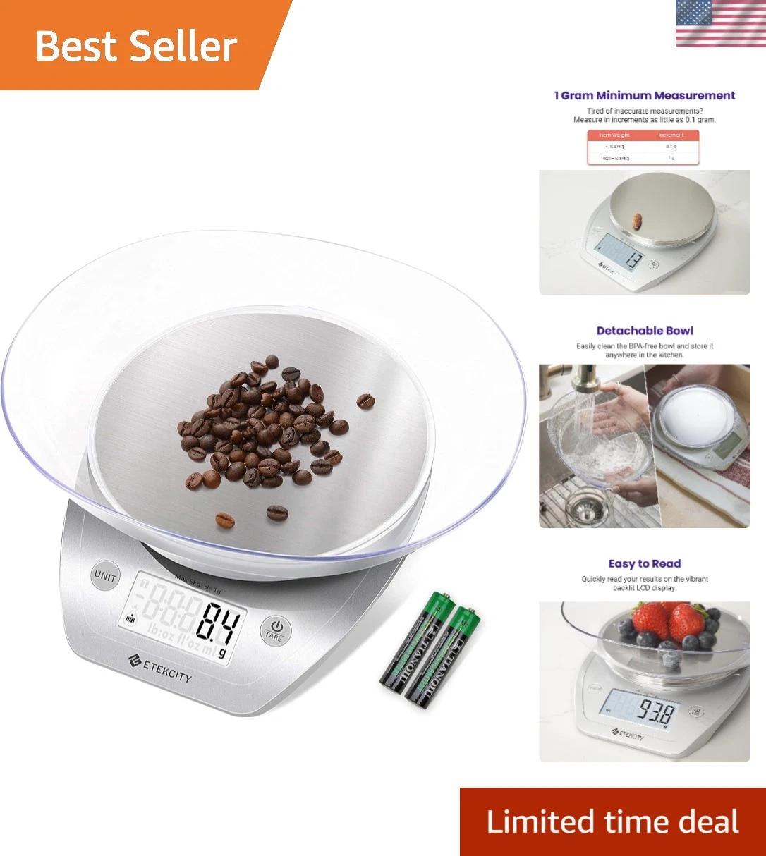 Multi-Function Digital Scale with Detachable Bowl - Ideal for Cooking & Dieting