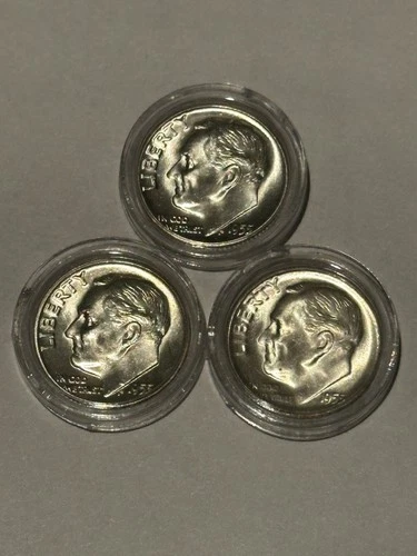 LOT OF (3) 1955-P, D, S Roosevelt Dime 90% Silver Choice BU US Coin