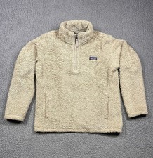 Patagonia Los Gatos Sherpa Fleece Jacket Girls Large 1/4 Zip Pullover Beige