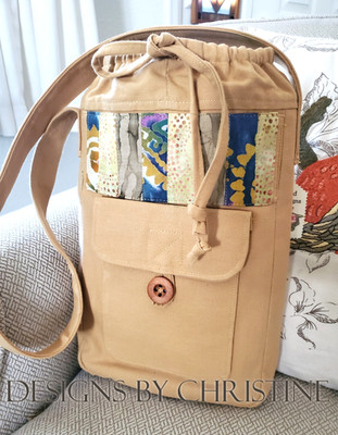 Handmade Custom Design- Golden Khaki Canvas Shoulder Bag/Purse 13'' w/ Batik- NWT