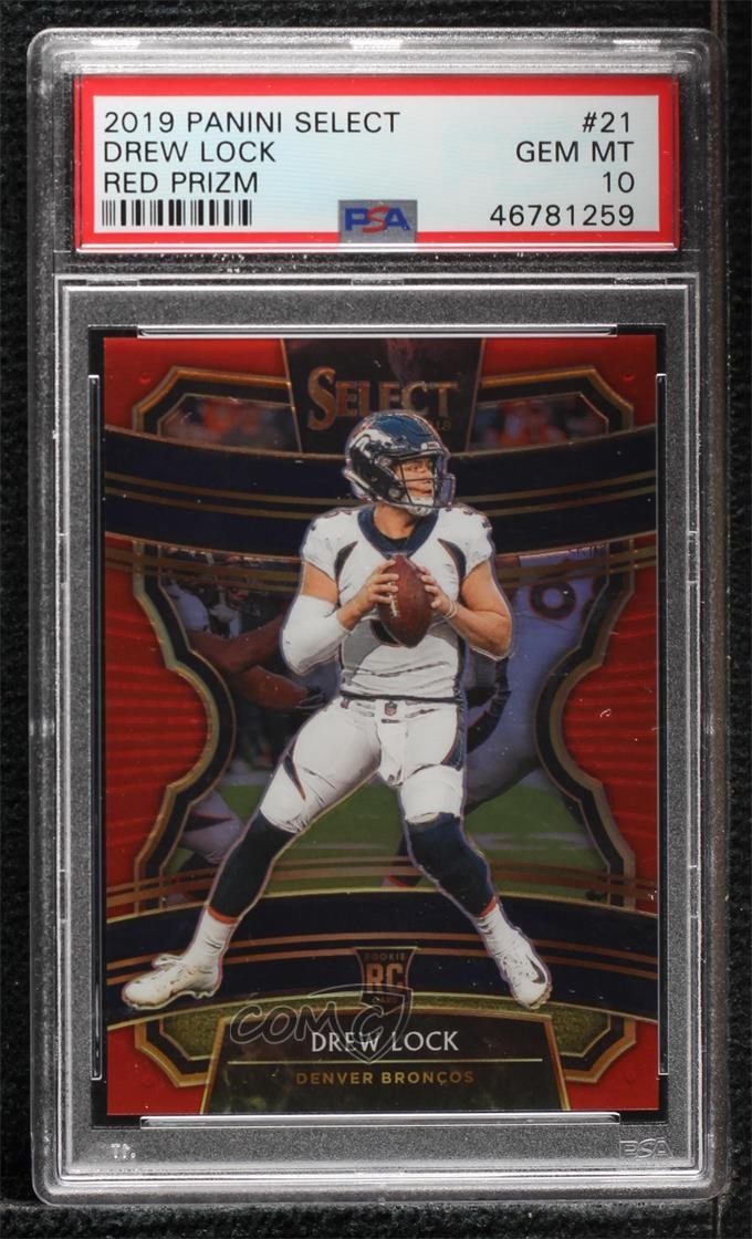 2019 Panini Select Concourse Red Prizm /99 Drew Lock #21 PSA 10 GEM MT oc3