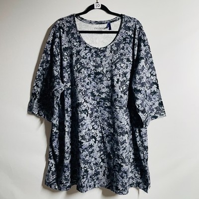 Catherines Womens Purple Abstract Floral Print Comfort Easy Fit Tee Size 2XWP