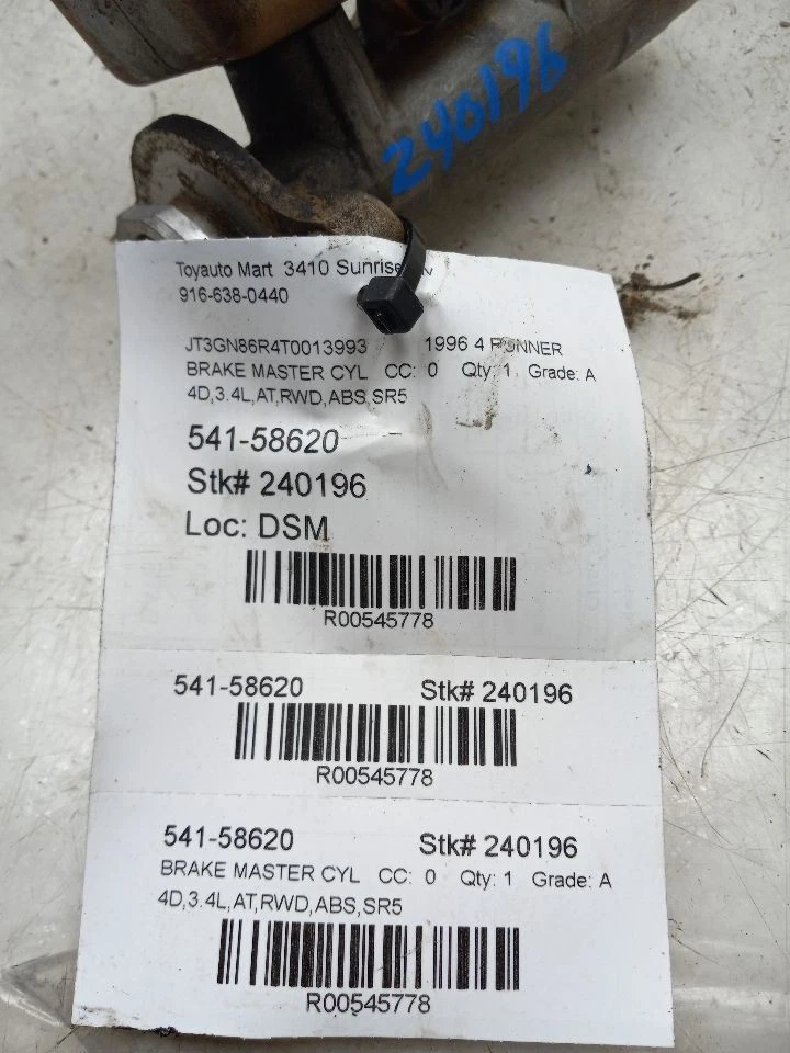 96 97 98 99 00 TOYOTA 4 CORREDORES FRENO CILINDRO MAESTRO CON ABS Foto 4 de 4