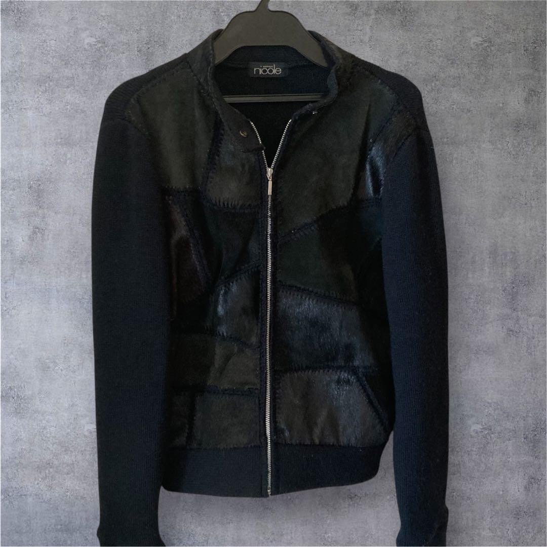 M Size Leather Jacket 90S Patchwork Horseskin Har… - image 1