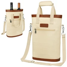 Insulated Wine Carrier Tote Bag Two 2 Bottle Padded Cooler Bag Travel Protection