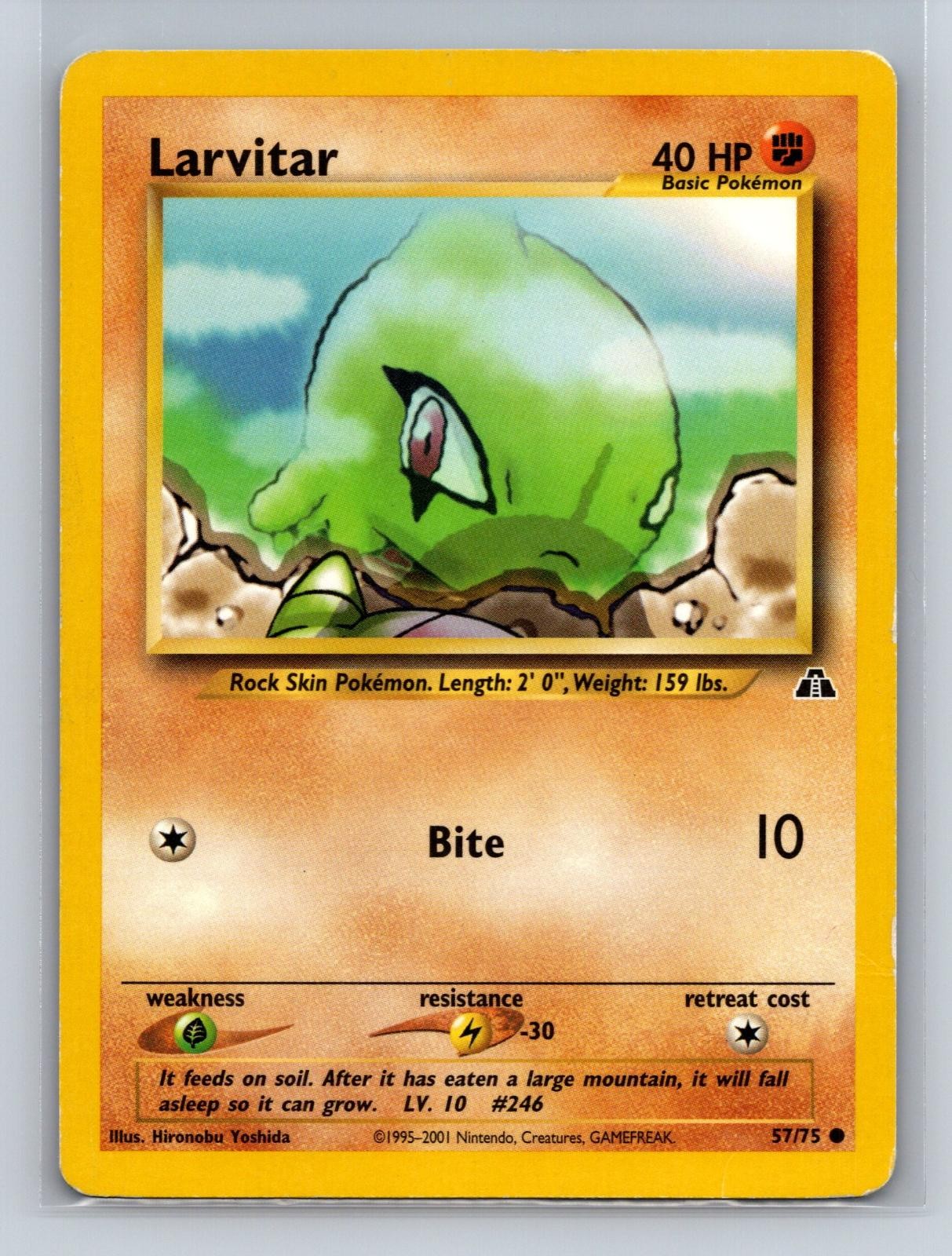 Larvitar 57/75 Common Neo Discovery Pokemon Unlimited Damaged