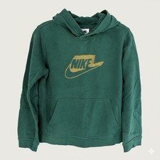 Vintage Nike Sweatshirt Children  s Size L Green w/ Gold Nike Logo Hoodie