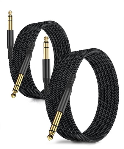 6.35mm TRS Instrument Cable 10FT 2-Pack,Straight 1/4 Inch Male Jack Stereo Au...