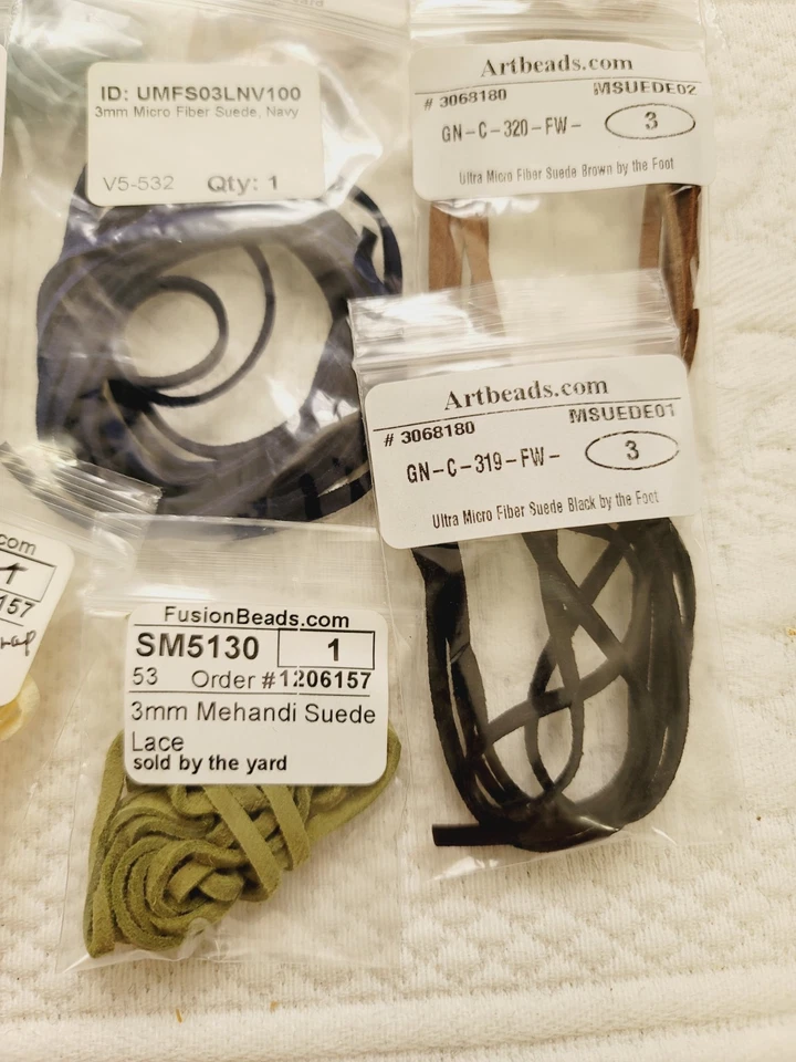 Micro Fiber Suede Beading Cording 3mm Multi Color 16 Pks Plus Samples And ScrapS - Image 2 of 4