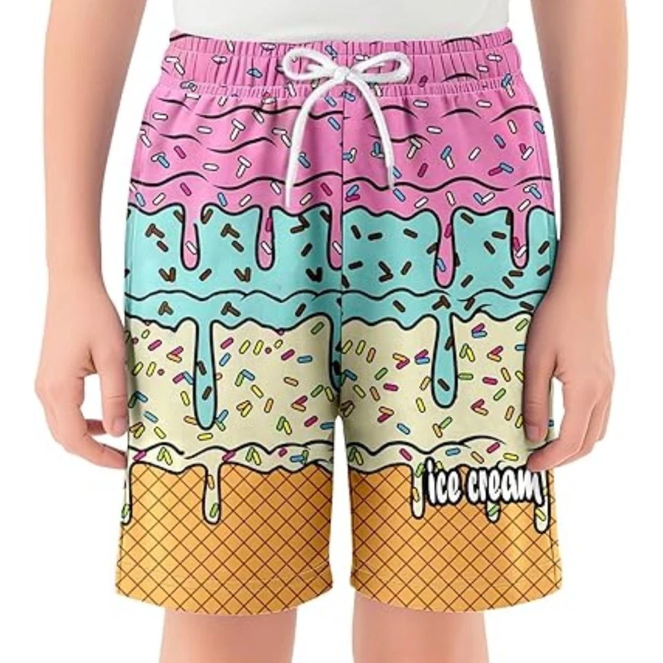 Pantalones Cortos Hawaianos de Béisbol Helado Goteo Niños Personalizados Juveniles Equipo Deportivo Regalo Foto 2 de 4