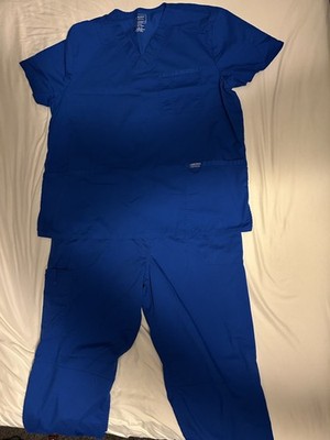 Cherokee WW670 Royal Blue V-neck Scrub Top & WW140 Pants set Size XL Barely Used