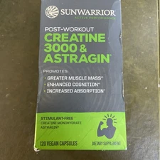 Sunwarrior Post-Workout Creatine 3000 & Astragin 120 Vegan Capsules 02/2027