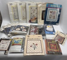 Needle Point Cross Stitch Lot Of 18 Assorted Unfinished Kits Patterns Brands