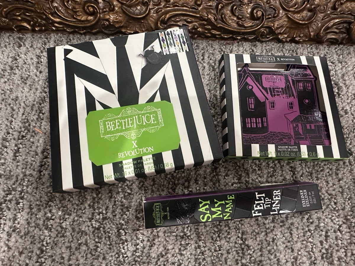 NEW Beetlejuice X Revolution Cosmetic Shadow Palettes Makeup And Liner Lot  Of