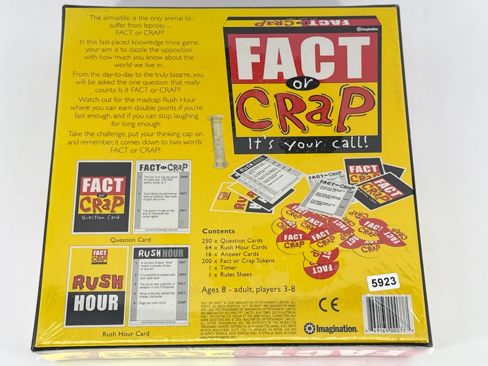 Fact or Crap Trivia Party Game by Imagination Sealed New 5923 Adult Fun Game Nig - Image 2 of 4