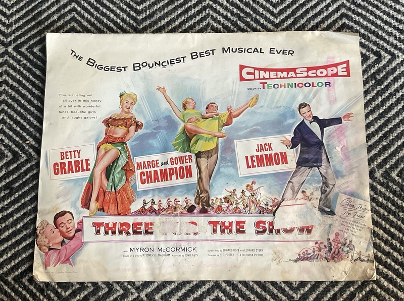 Original Vintage Cinema Scope Three For The Show  Movie In The ￼L👀k