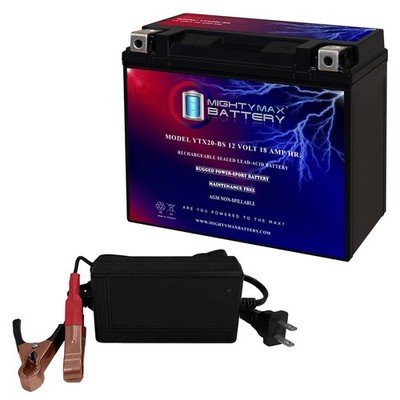 Mighty Max YTX20-BS Battery Replaces Ural ALL Models 19-26 + 12V 4Amp Charger