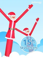 Santa Sky Dancers Inflatable Tube Man 15ft Air Puppet Christmas Holiday Sign
