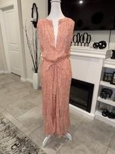 Vince Camuto Coral Print Sleeveless Maxi Dress with Tie Front Size M