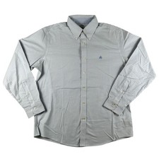 Brooks Brothers Dress Shirt Mens Large Blue Stripe Regent Fit Non Iron Stretch