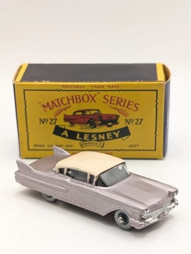 Matchbox Lesney 27c Cadillac Sixty Special SPW MIB maroon base vintage toy