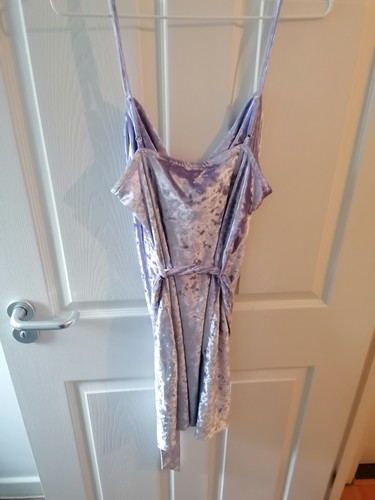 New River Island Lilac Purple Heritage Velour Velvet Disco 80s Dress Mini Dress - Picture 7 of 14