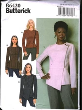 6420 UNCUT Butterick Sewing Pattern Misses Semi Fitted Asymmetrical Jacket OOP