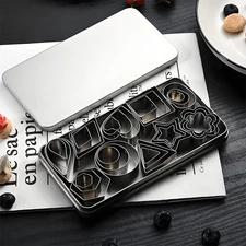 30 Pcs,430 Stainless Steel Geometric Cookie Cutters - Square, Round,Heart Shapes