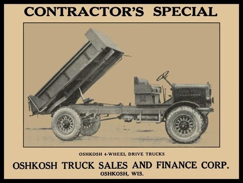 1922 Oshkosh Wisconsin Trucks Contractor's Special New Sign 24x30" USA STEEL