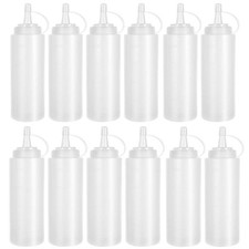 12 Pack 8 oz Plastic Squeeze Bottles Multipurpose Squirt Bottles for Ketchup,...