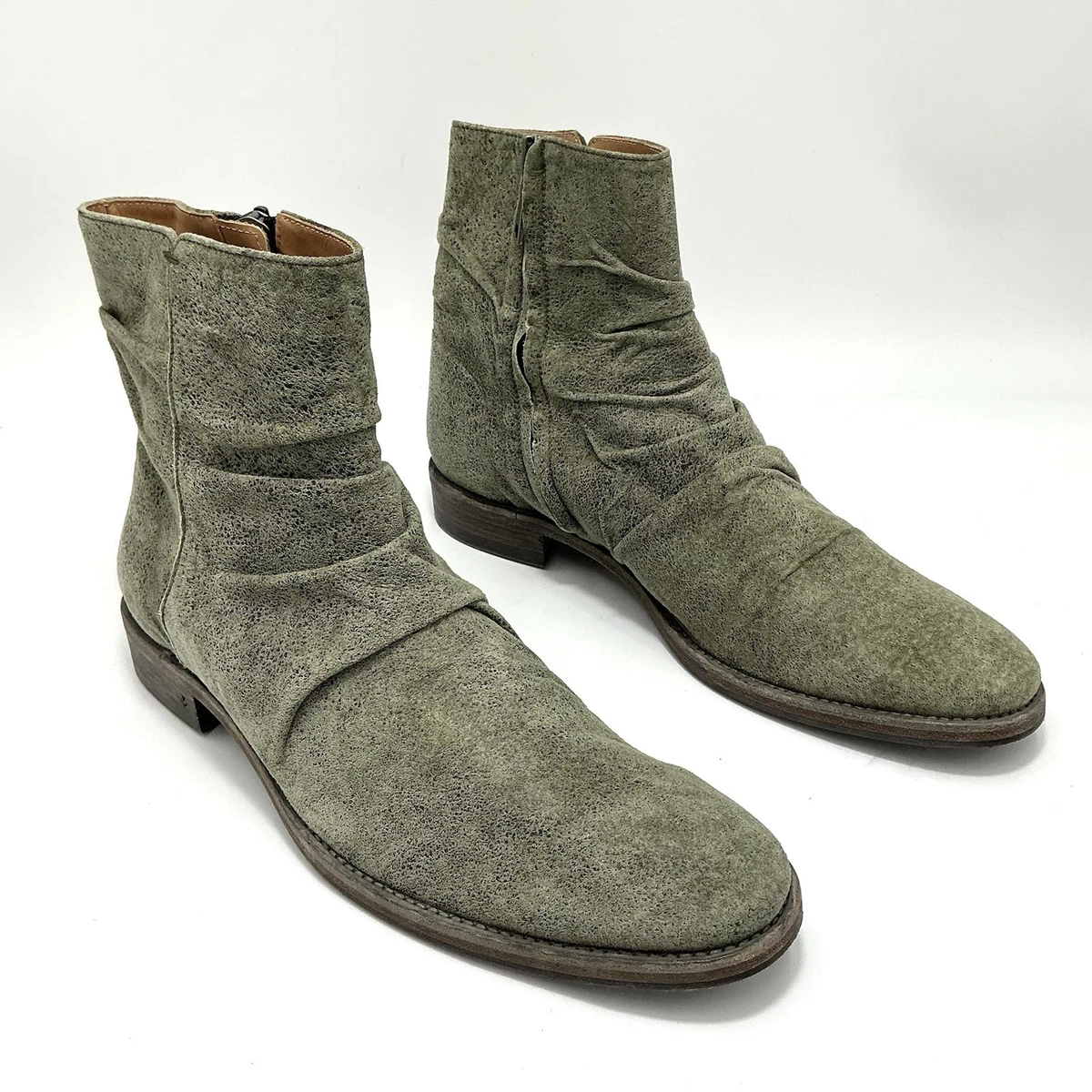 NWOT: John Varvatos Slouchy Zip Boot in China White John Varvatos Zip Leather Upper Boots for Men for Sale  main image 2