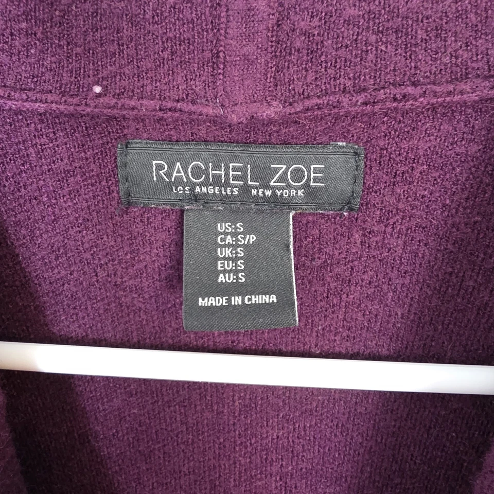 Cárdigan Rachel Zoe Púrpura Drapeado Largo Femenino Salir Elegante Talla Pequeña Foto 3 de 4