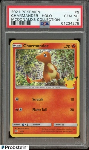 2021 Pokemon McDonlad's Collection #9 Charmander Holo PSA 10 GEM MINT